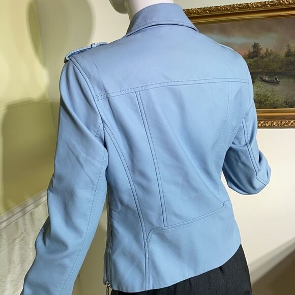 Thyme Maternity & After Baby Blue Faux Leather Motorcycle Jacket - Picture 5 of 16